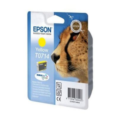 Epson Cheetah T0714 DURABrite Ultra Ink, Ink Cartridge, Yellow Single Pack, C13T07144010
